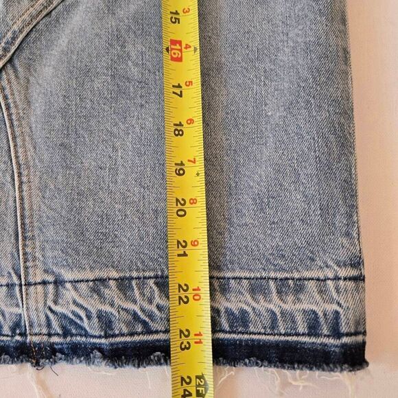 Hudson Womens Button Fly Distressed Raw Hem Sloane Denim Skirt Light Wash Sz 26 - Picture 10 of 11